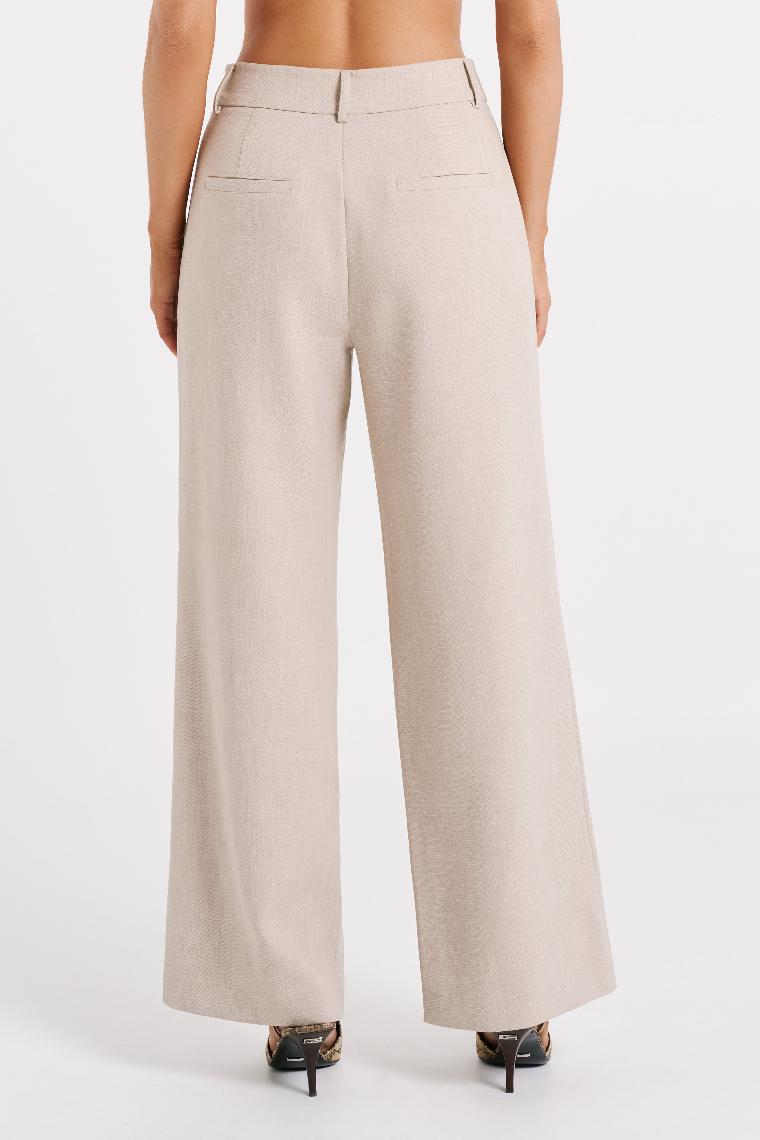 Natalie Textured Wide Leg Pant - Natural