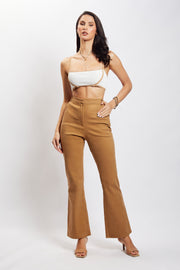 Zendaya Highwaisted Flare Pants - White - MESHKI U.S