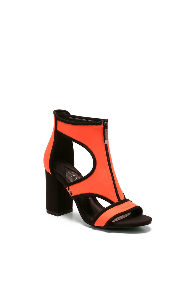 neon orange chunky heels