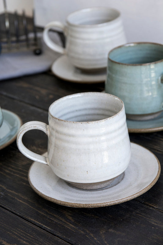 Ceramic Cortado Cup & Saucer, Flat White, Coffee Cup, Handmade Cup