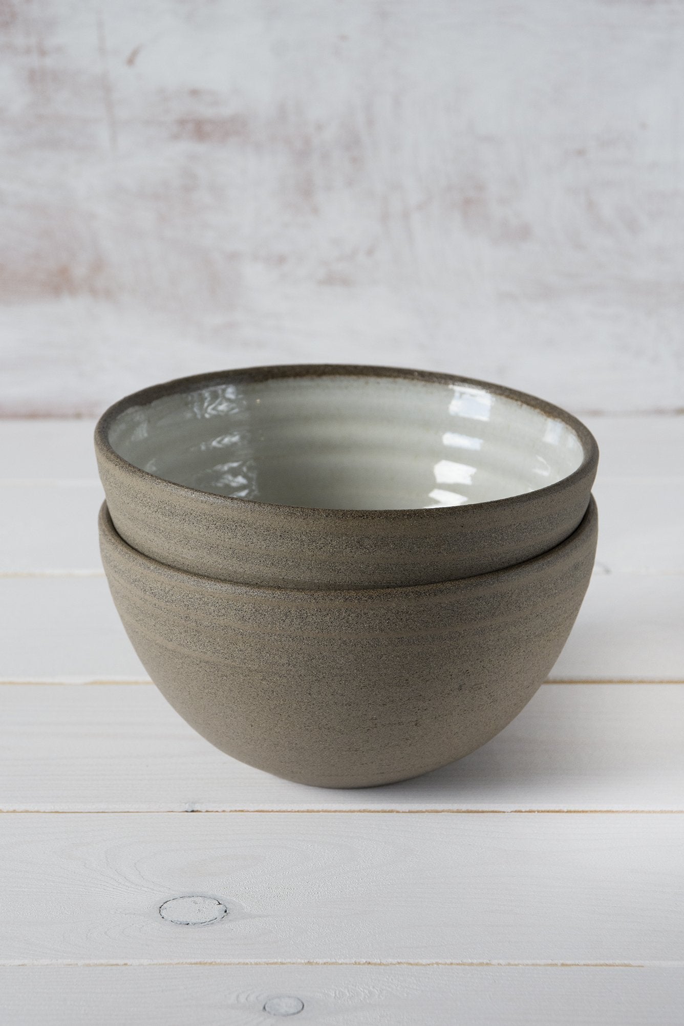 Rustic Pottery Soup Bowl In Gray And White Set Of 2 Mad About Pottery