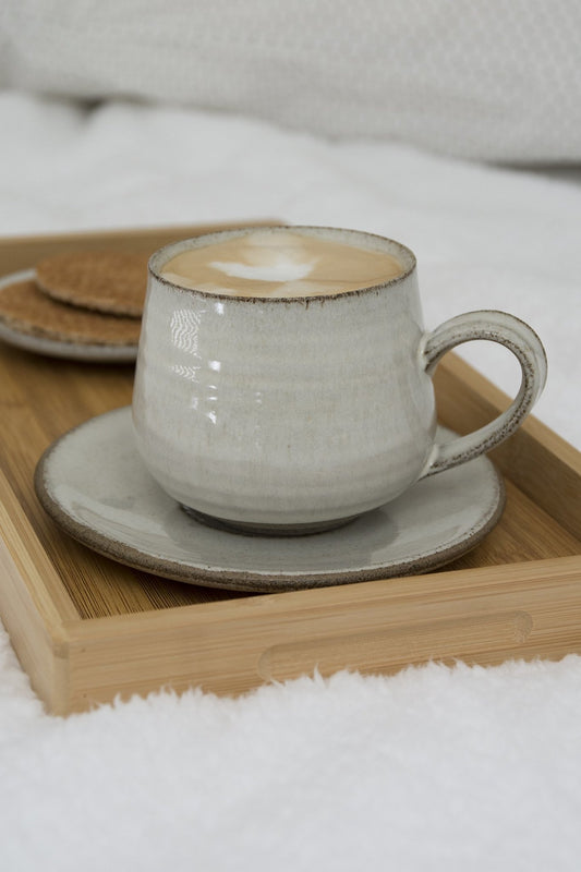 Handmade Pottery Blue Cappuccino Cup with a Saucer by Mad About Pottery –  Mad About Pottery