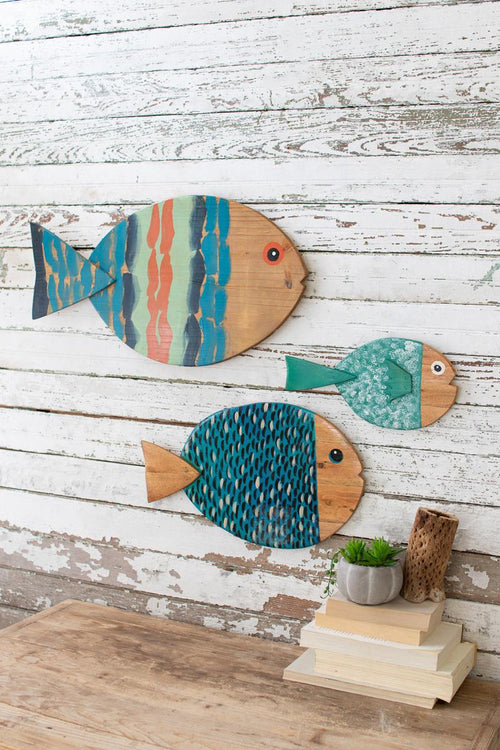 Recycled Wood Island Art Fish - Set of Four – Island Love Story