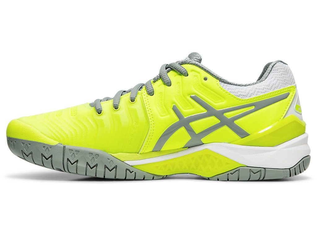 Asics Gel Resolution 7 Women's Tennis Shoe (Safety Yellow/Stone Green) |