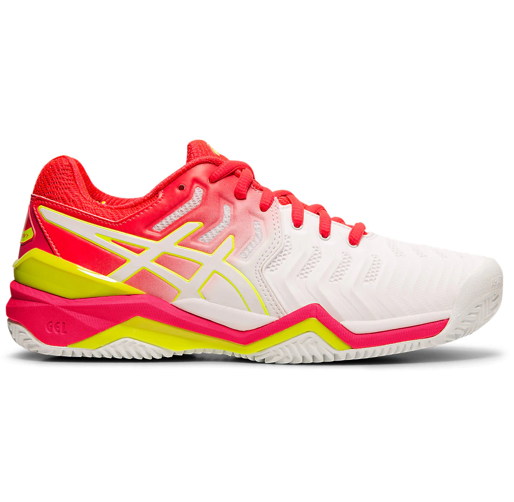 Asics Resolution 7 Court Women's Tennis Shoe (White/Laser Pink) | RacquetGuys