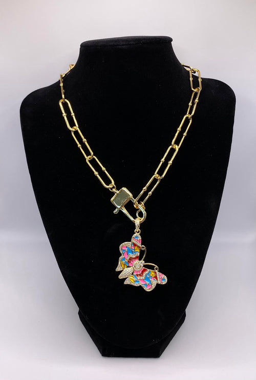 Gucci Aged Bronze Necklace w/Multi-color Crystal Butterfly Pendant 553290  8518 | eBay