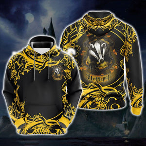 Harry Potter Hogwarts House Hufflepuff Unisex 3D Pullover Hoodie