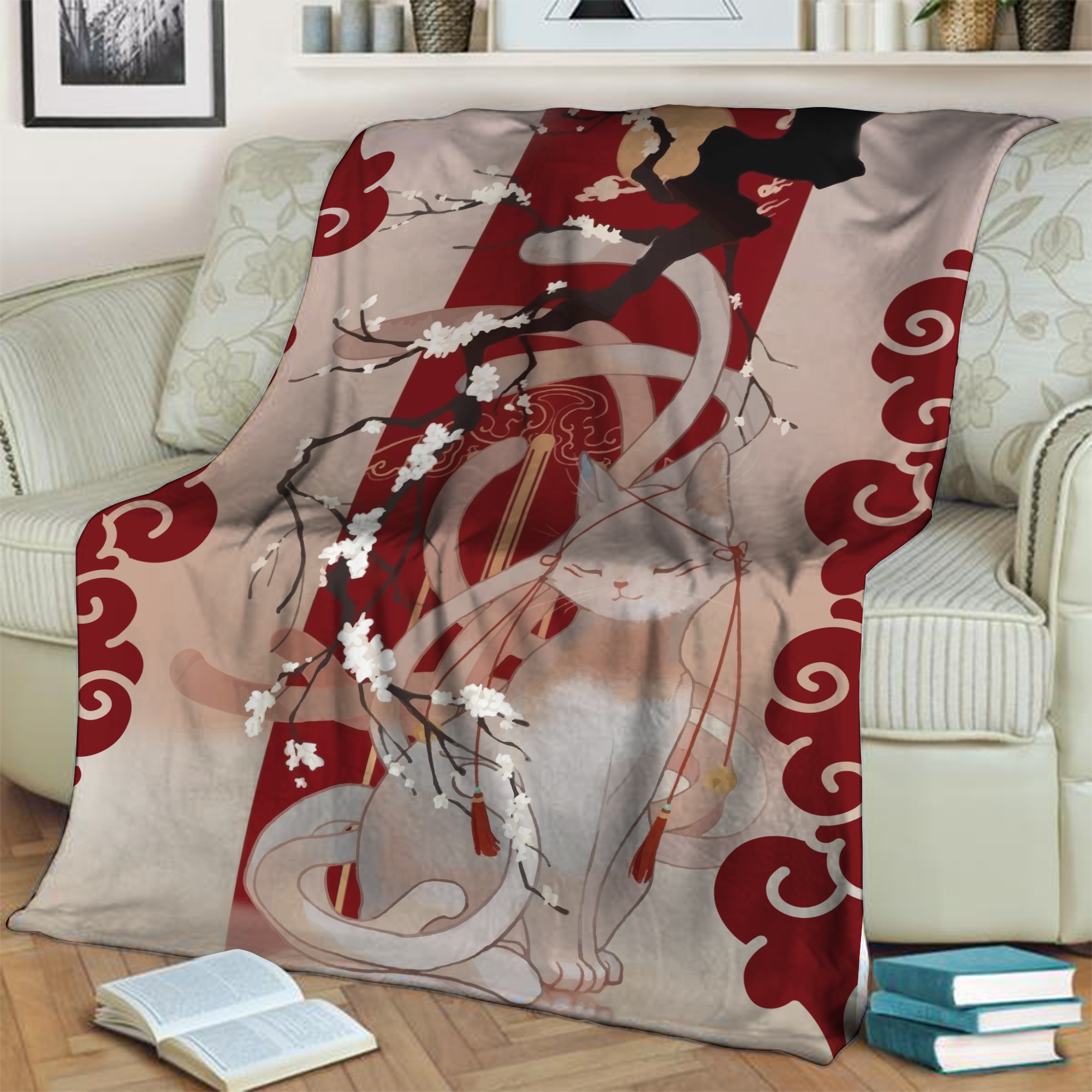 White Cat 3D Throw Blanket