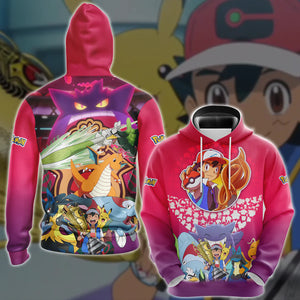 Pokemon Ash Ketchum Champion Anime Manga 3D All Over Printed T-shirt Tank Top Zip Hoodie Pullover Hoodie Hawaiian Shirt Beach Shorts Jogger