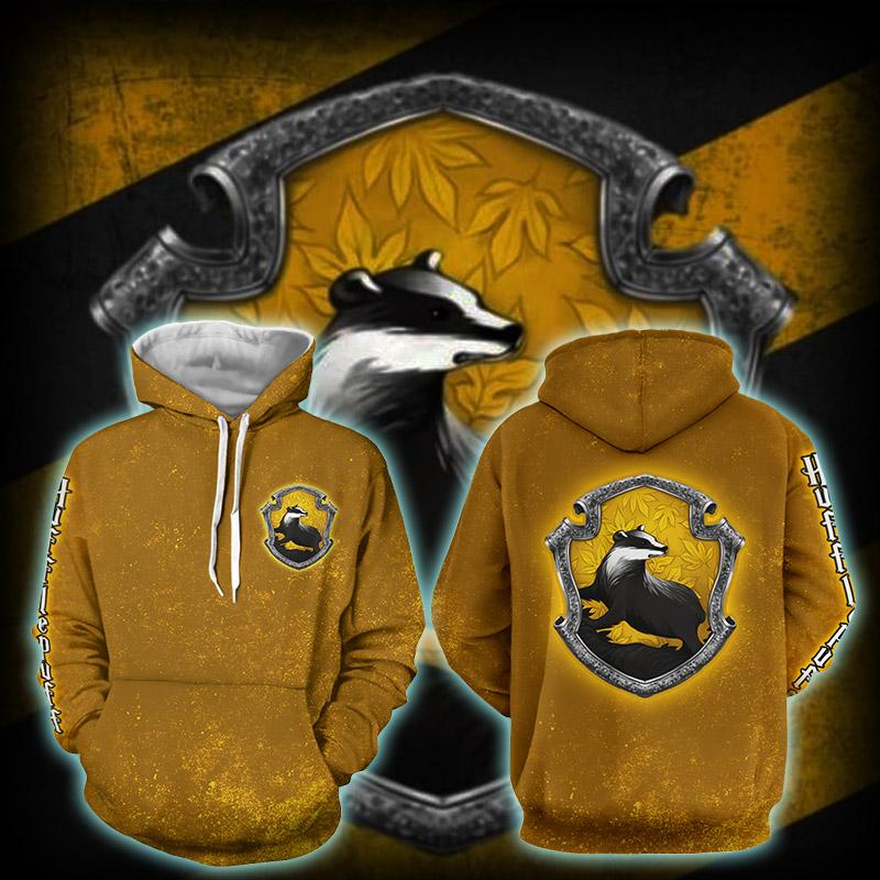 Hufflepuff Logo (Harry Potter) 3D Hoodie