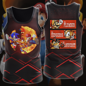 Mario Sonic Crash The Plumber The Hedgehog And The Bandicoot Video Game 3D All Over Printed T-shirt Tank Top Zip Hoodie Pullover Hoodie Hawaiian Shirt Beach Shorts Jogger
