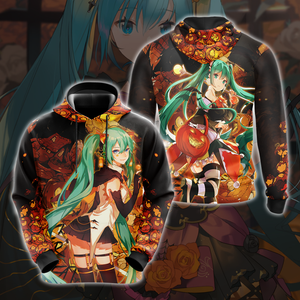 Hatsune Miku Halloween All Over Print T-shirt Zip Hoodie Pullover Hoodie