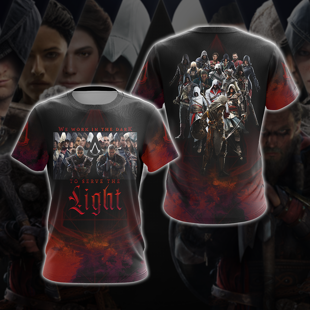 Assassin's Creed All Games - We work in the dark to serve the light Unisex 3D T-shirt Zip Hoodie Pullover Hoodie