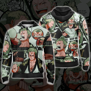 One Piece Roronoa Zoro Unisex 3D T-shirt Zip Hoodie Pullover Hoodie