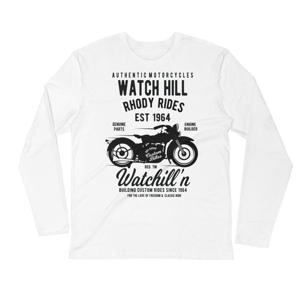 Watchill'n 'Rhody Rides' Premium Long Sleeve Fitted Crew (Black