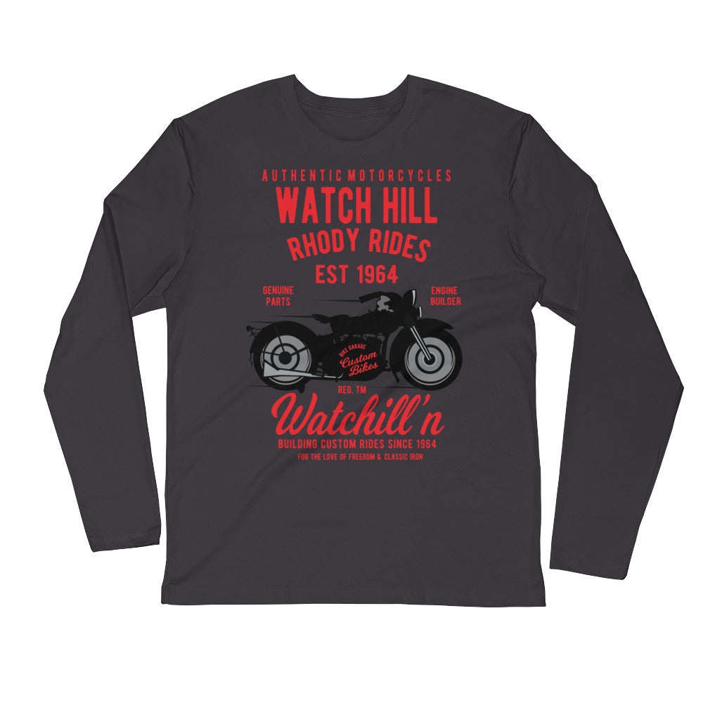 Download Watchill N Rhody Rides Premium Long Sleeve Fitted Crew Red Watchill N PSD Mockup Templates