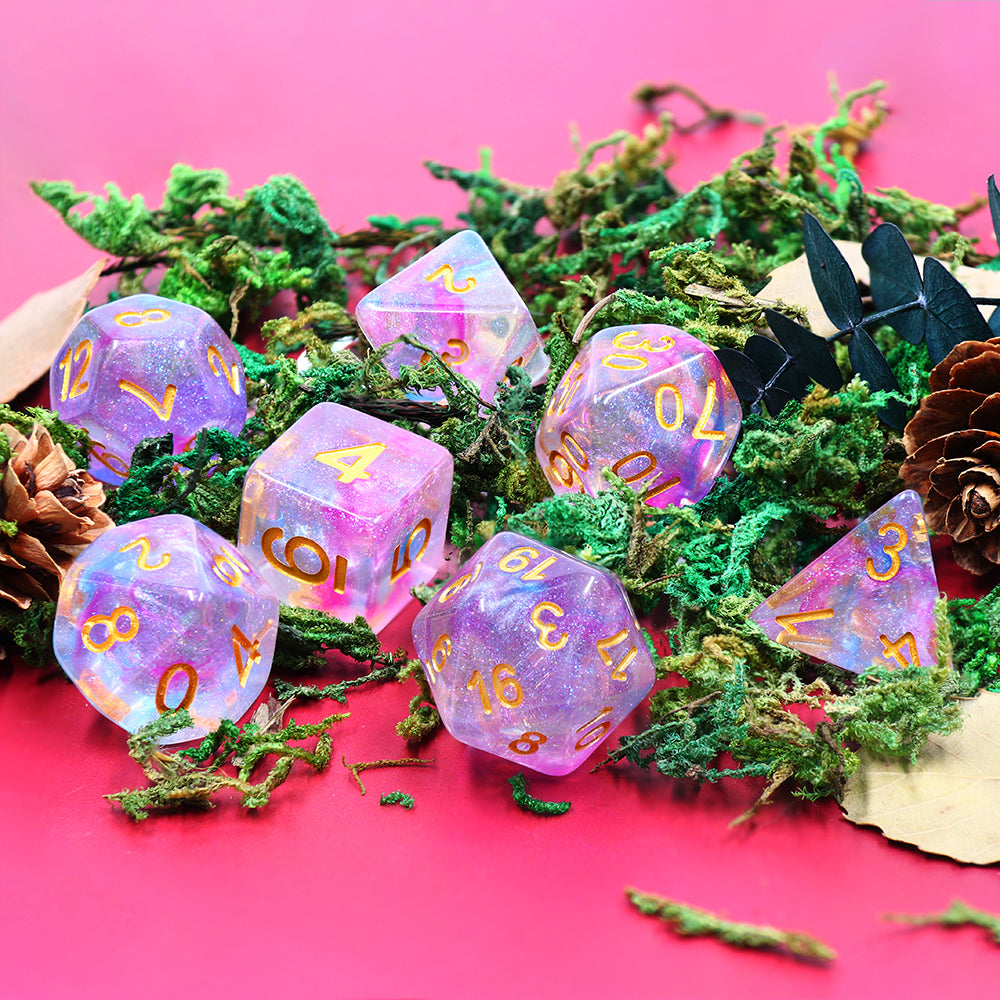 violet storm iridescent vapor 7 piece dice set