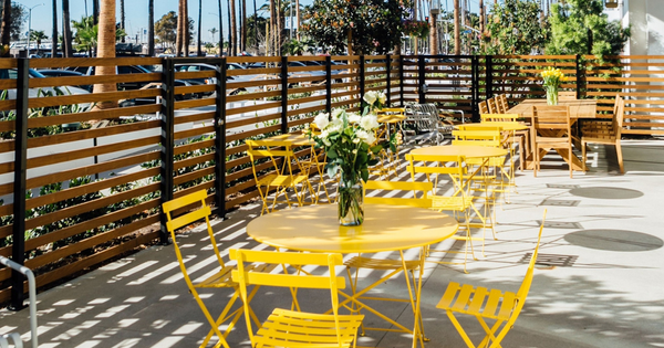 Photo of a yellow outdoor table