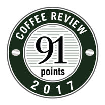 91 Points in 2017 Coffee Review Badge.