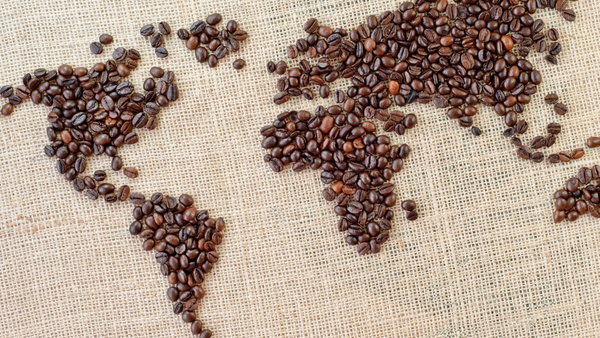 world map made from coffee beans