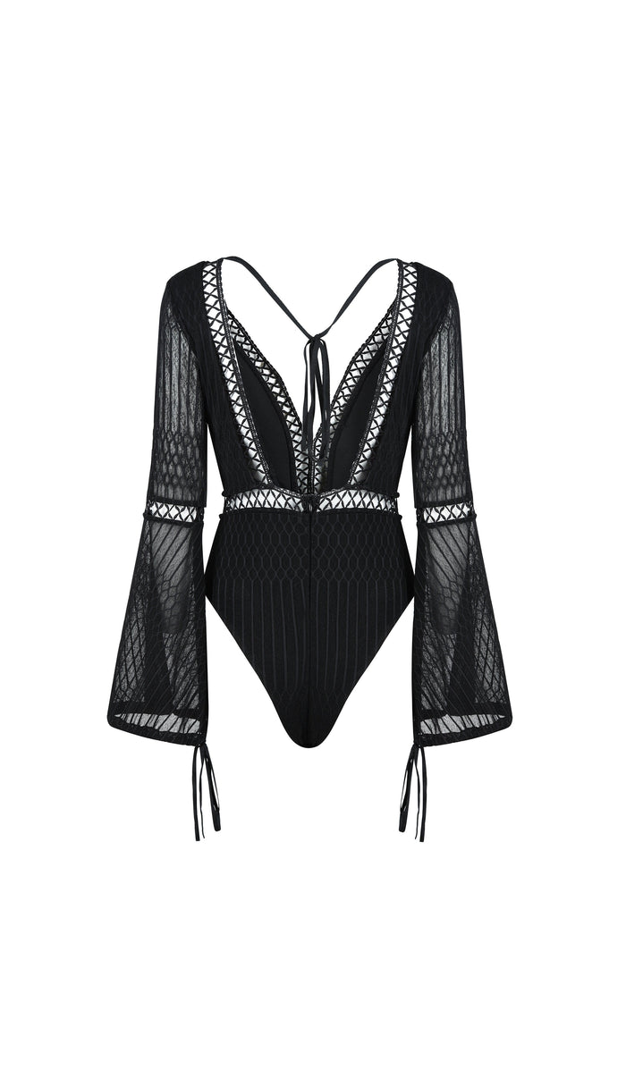  NABILA  Peek a Boo Sheer Bodysuit GLAMBAE FASHION