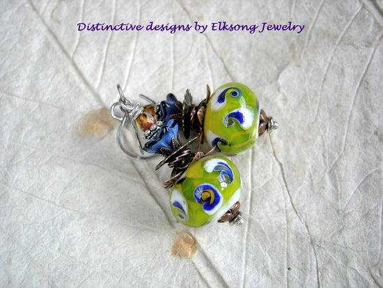 Set of 4 Funky and Unique Handcrafted Lampwork Glass Beads in