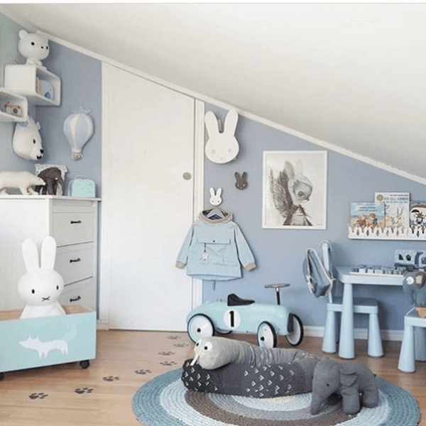 Nursery decor, blue nursery room carpet design