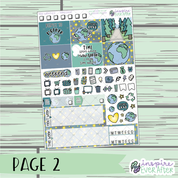 Mama Earth ~ LIMITED EDITION PPB6 Weekly Kit ~ Hand Drawn Nature ~ Functional Planner Stickers