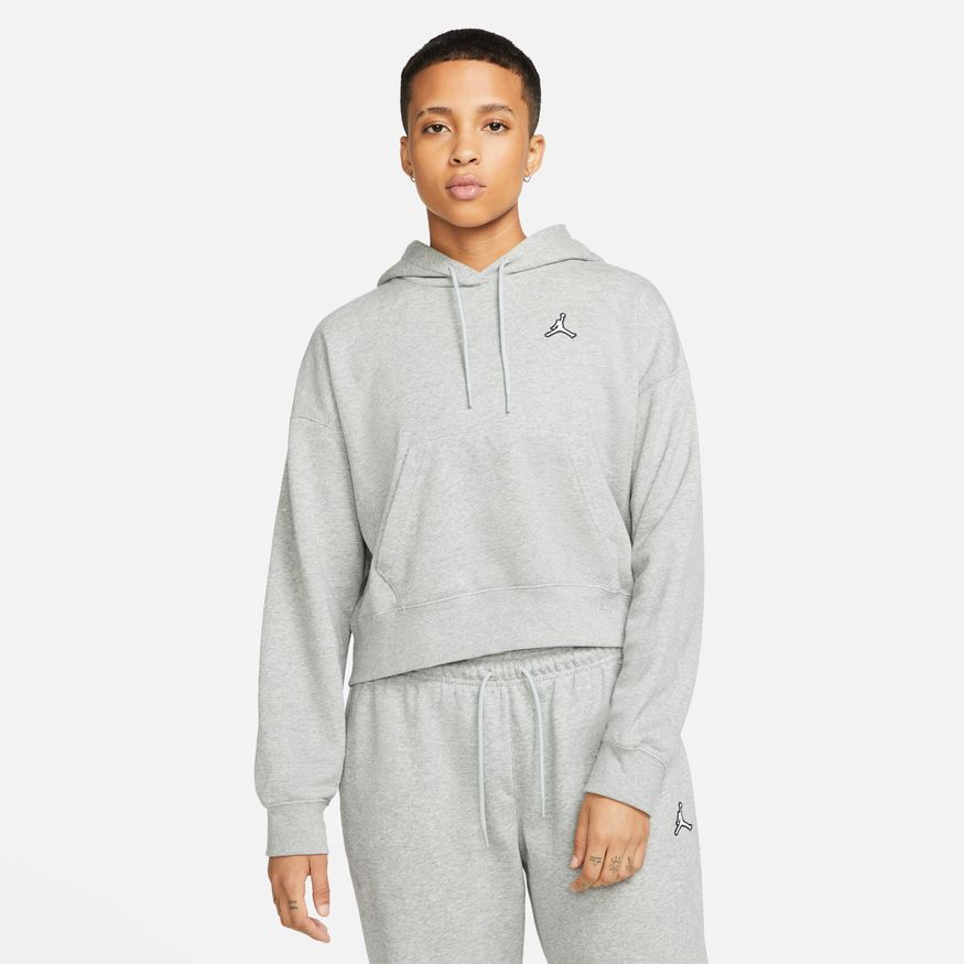 Womens Nike Sportswear Essential Hoodie - DK GREY HEATHER/WHITE