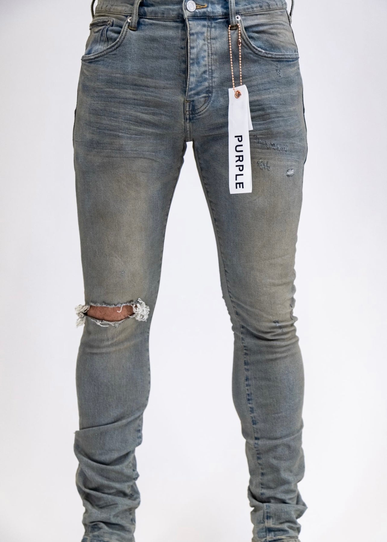 Purple Brand Dropped Mid Rise Tapered Jeans - LIGHT INDIGO BLOWOUT