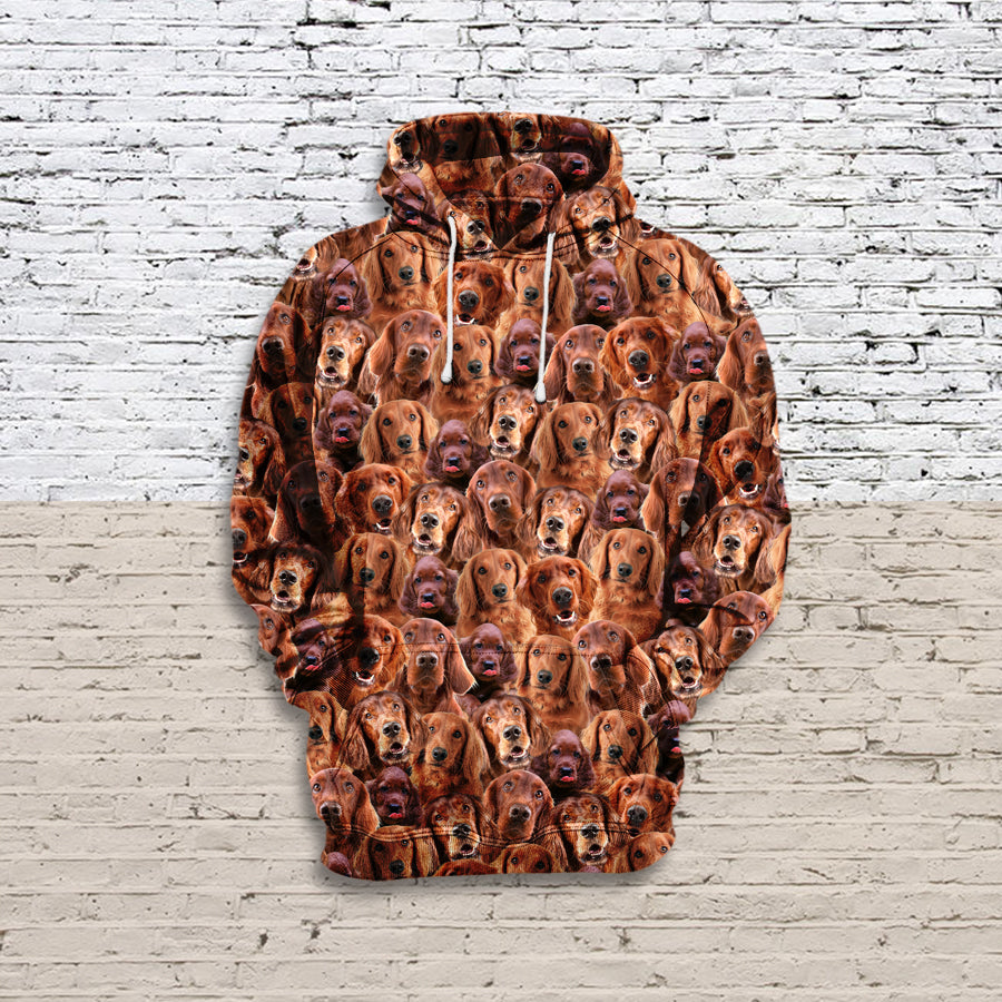 Irish Setter Dog Face Printed All Over Hoodie