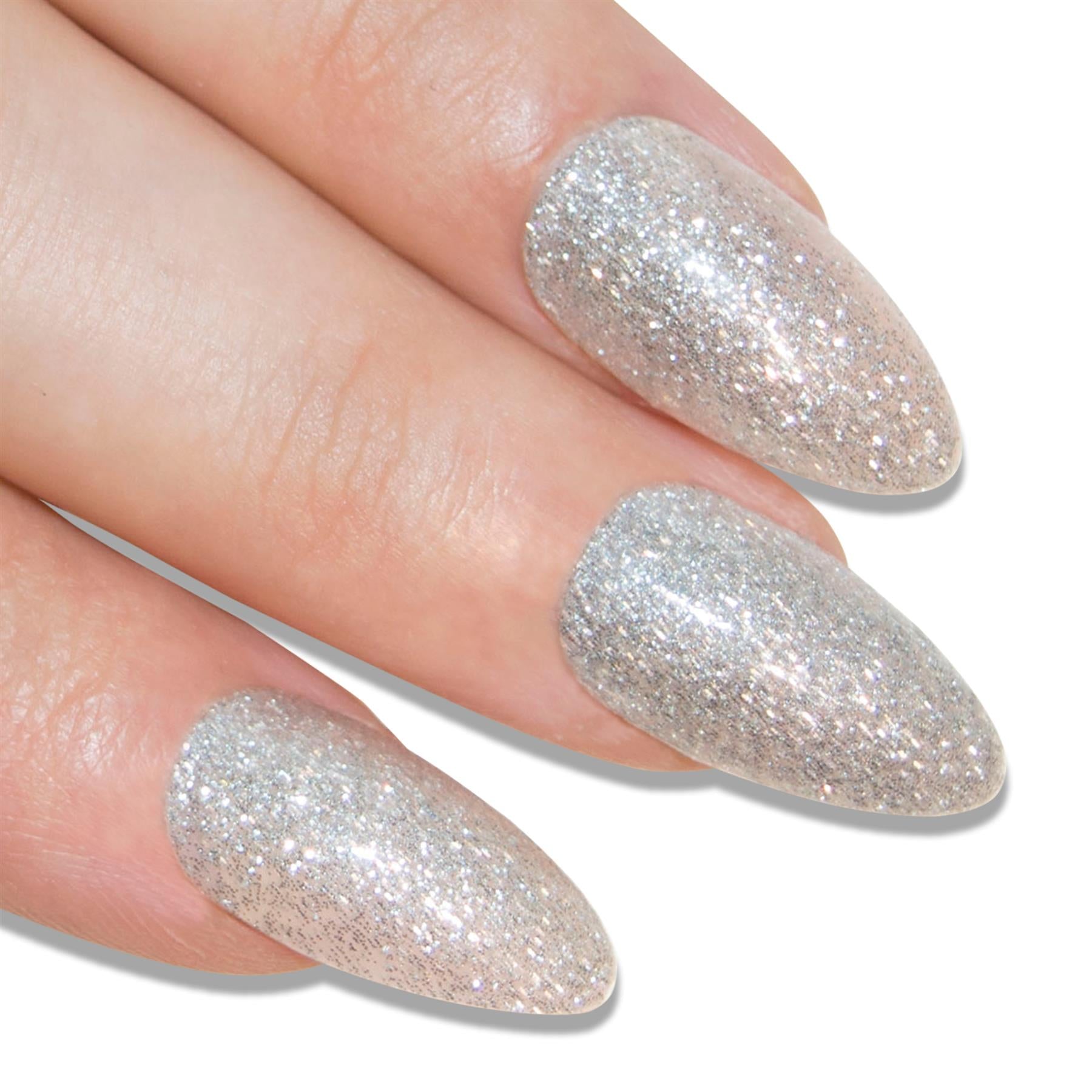 silver glitter nails