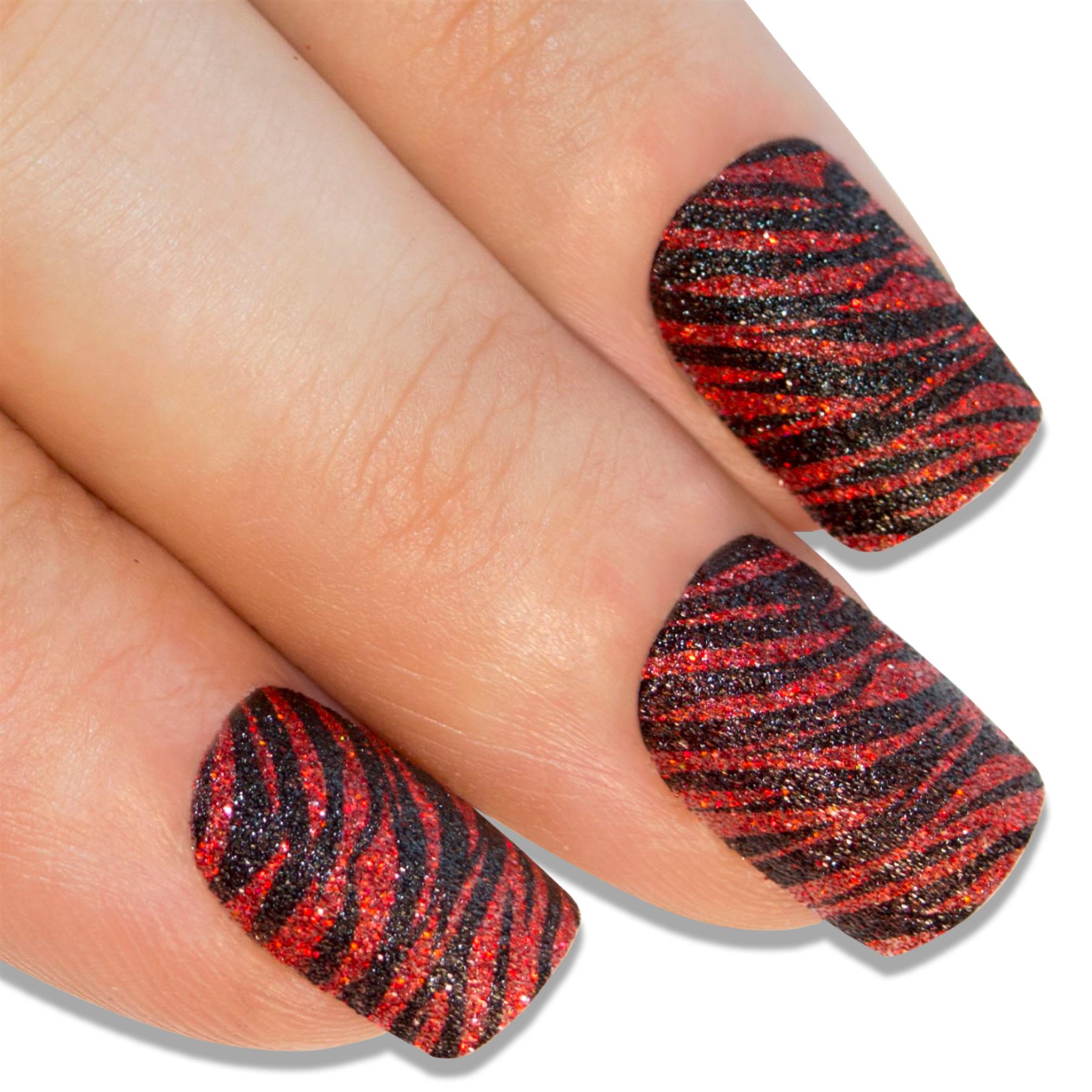 False Nails By Bling Art Glitter Red Black French Manicure Fake Medium Tips Glue At 3 99 Gbp Only From Bling Art