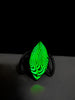 Psychedelic Glowing Glass Moon Ring - Size 8