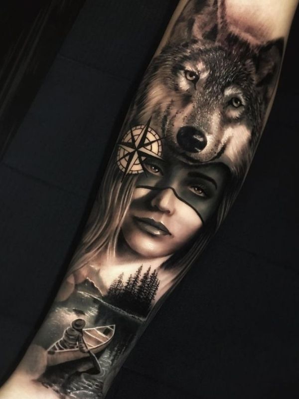 tatouage de loup pour femme