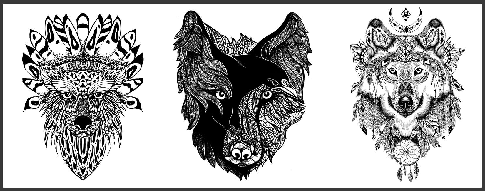 Sticker tête de loup tribal – Loups-Anges