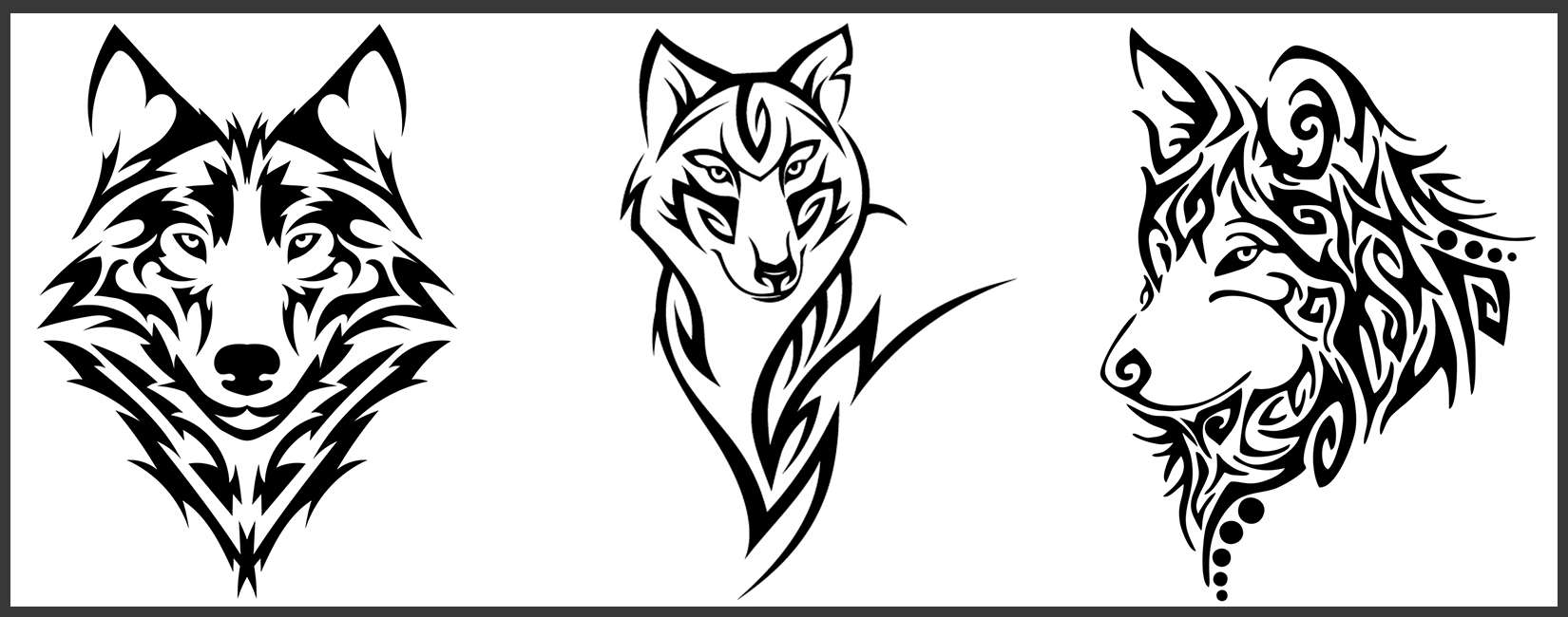 tatouage tete de loup tribal