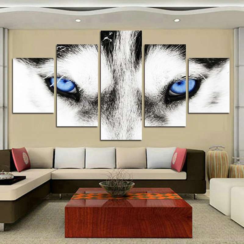 Tableau Loup Yeux Bleus Louragan