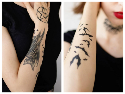 Scary and Flying Bat Temporary Tattoos - Tattoo Icon