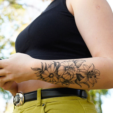 Tiger Lily Temporary Tattoo Arm Sleeve