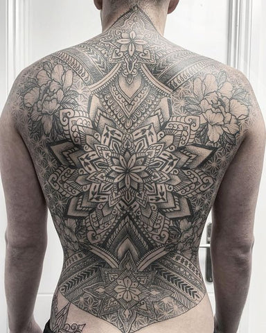 Mandala Back Tattoo on man