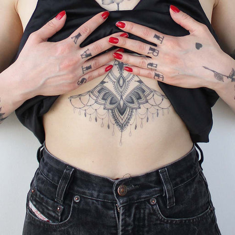 Geometric Mandala Underboob Temporary Tattoo - Tattoo Icon