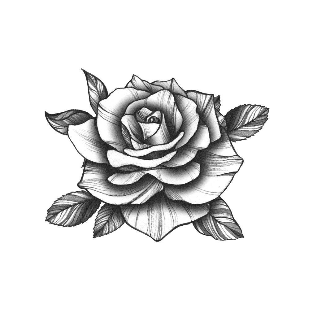 Old School Rose Tattoo Black Outline Coloring Page Print For Tshirt ...