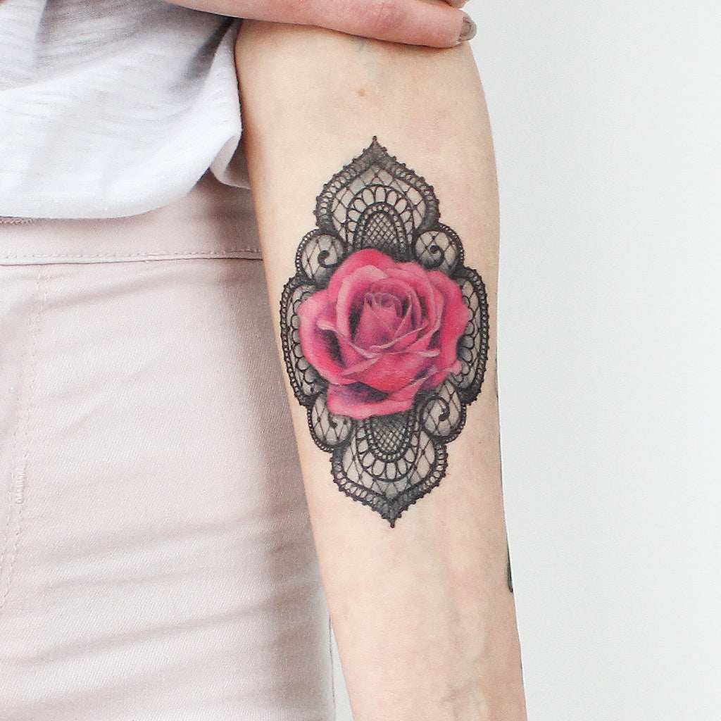 Lace Rose Tattoo Realistic Temporary Tattoos Tattooicon