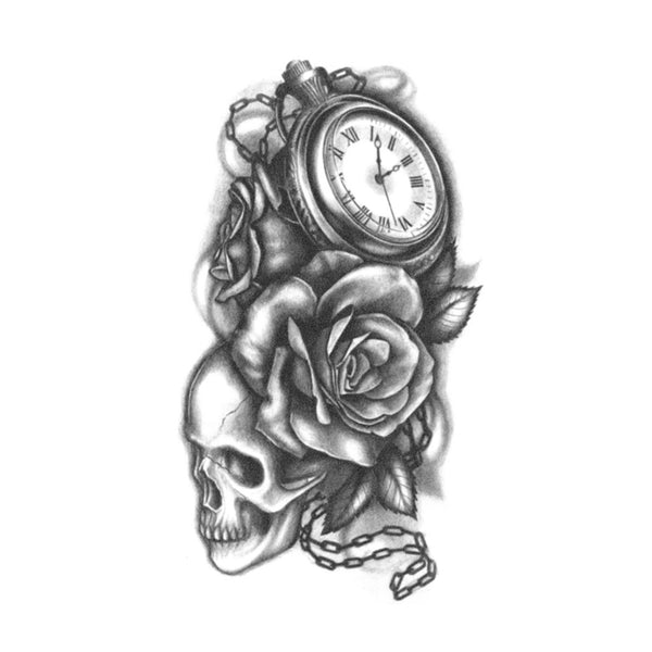 Image result for skull with clock tattoo  Skull tattoo design Skull tattoo  Clock tattoo design