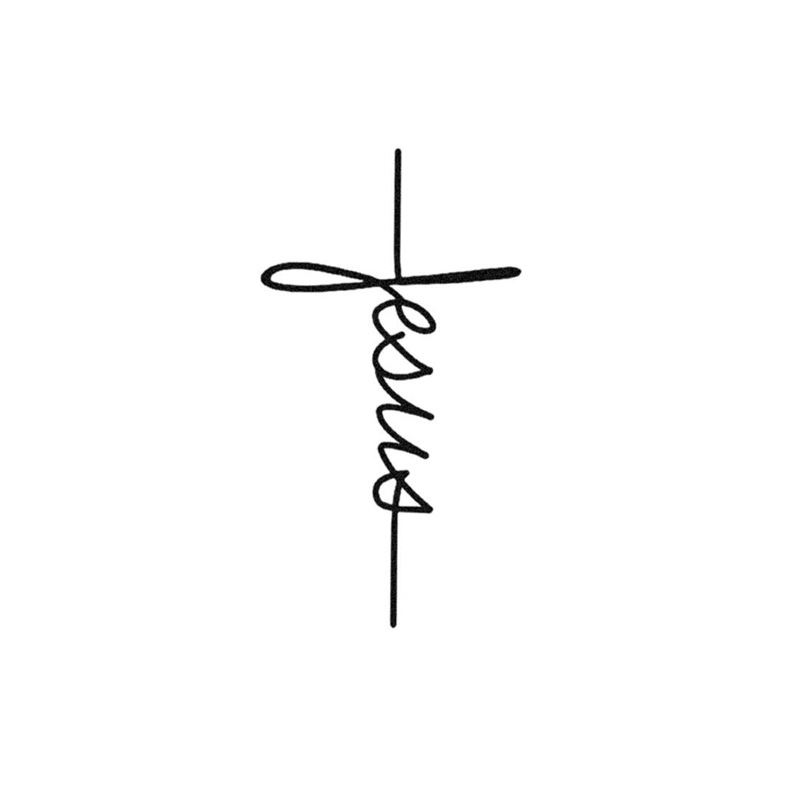 Jesus Cross Script Tattoo | Realistic Temporary Tattoos – TattooIcon