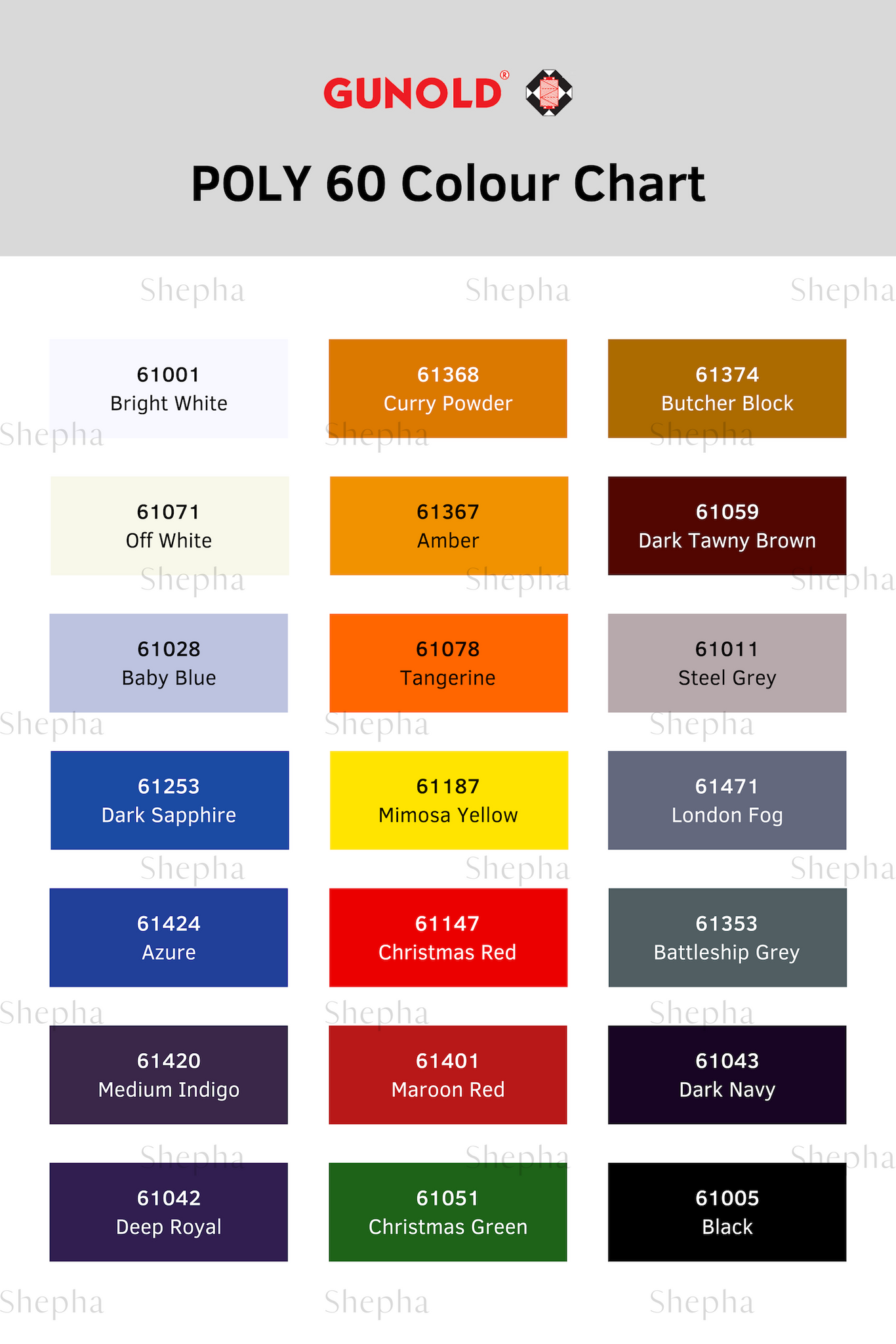 Gunold Thread Color Chart