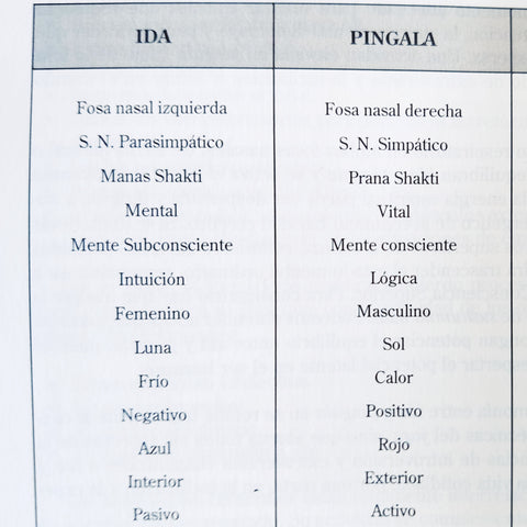 Ida y pingala, características