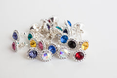 Dazzling Daisy Stud Earrings in silver with colourful stone crystals | Shop in Ireland