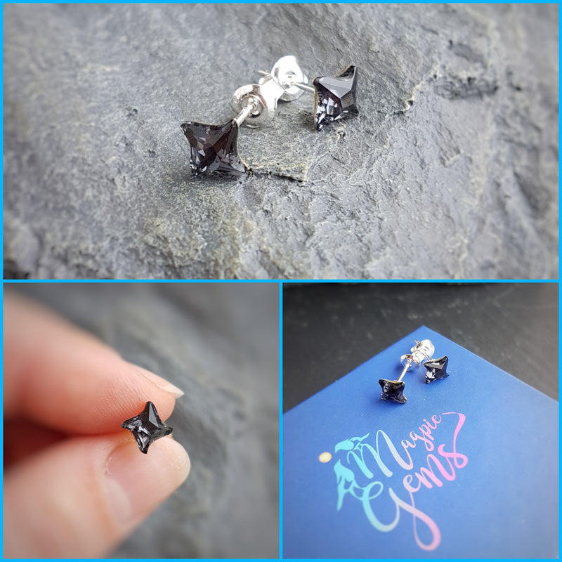 Little Miss Twister Studs | Silver Night Crystal Earrings - Personalised Sterling Silver Jewellery Ireland. Birthstone necklace. Shop Local Ireland - Ireland